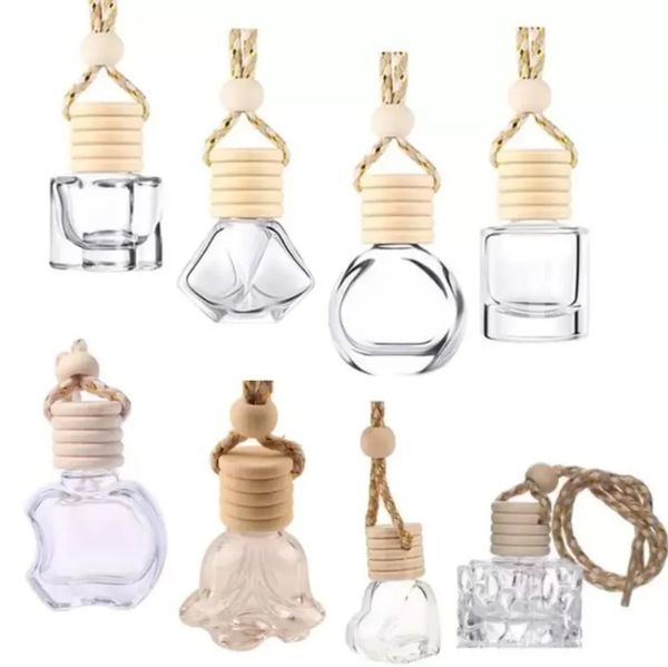Difusores de botellas de Perfume para coche, adorno colgante, ambientador para aceites esenciales, fragancia, botellas de vidrio vacías para el hogar FY4419 JY21