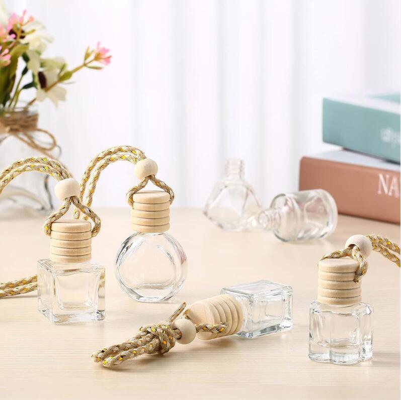 Car Perfume Bottle Diffusers Pendant Perfume Ornament Air Freshener for Essential Oils Fragrance Refillable Empty Glass Bottles