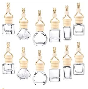 Auto parfum fles huis diffusers hanger parfum ornament luchtverfrisser voor etherische oliën geur lege glazen flessen fy5288 p0826