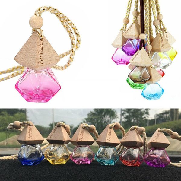 Bouteille de parfum de voiture pendentif diffuseur d'huile essentielle 9 couleurs sac vêtements ornements désodorisant bouteilles de parfum en verre vides