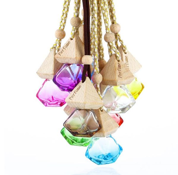 Bouteille De Parfum De Voiture Pendentif Diffuseur D'huile Essentielle 9 Couleurs Sac Vêtements Ornements Désodorisant Pendentifs Bouteille En Verre Vide-Parfum SN4272