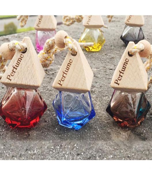 Perfume de voiture Pendentif Pendre d'huile essentielle Diffuseur 9 couleurs Vêtements de sac Ornements Fraiseurs d'air Pendants Bouteilles en verre vides Perfum5976951