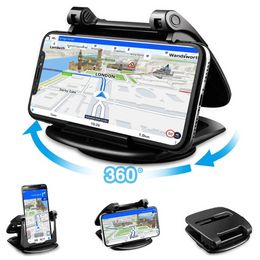 Suporte de telefone para carro Clip Dashboard Rotação 360 GPS Stand Horizontal Vertical Ajustável Suporte para Iphone Samsung Xiaomi