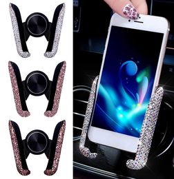 Support de téléphone de voiture pour femmes, support de ventilation de voiture en cristal de diamant, support de téléphone portable, support de voiture, accessoires d'intérieur 4849015