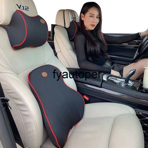 Cojín para asiento de coche, reposacabezas, protector de rebote lento automático, juego de almohada Lumbar, Protector de algodón con memoria, reposacabezas para el cuello, soporte Universal