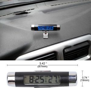 Auto Draagbare 2 in 1 Auto Digitale LCD Klok Temperatuurweergave Elektronische Klok Thermometer Auto Automotive Blauwe achtergrondverlichting met clip