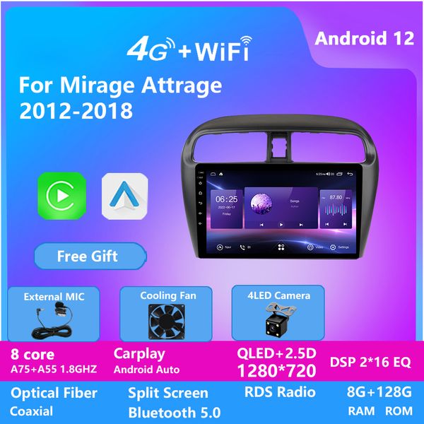 Autoradio 10 pouces écran tactile vidéo lecteur dvd audio automatique pour Mitsubishi MIRAGE ATTRAGE 2012-2018 avec lien miroir Autoradio Bluetooth WIF DSP