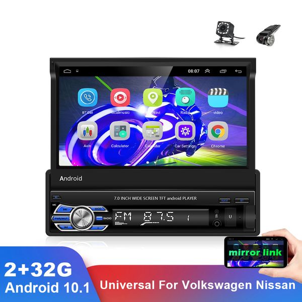 Autoradio Android 10.1 1 Din lecteur multimédia de voiture récepteur stéréo automatique carte GPS universel pour Volkswagen Nissan