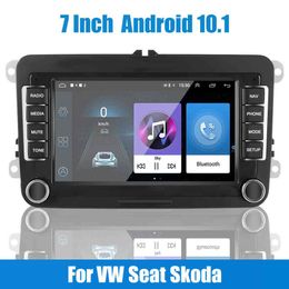 Radio de coche Android 10 1 reproductor Multimedia 1G 16G 7 pulgadas para VW Volkswagen Seat Skoda Golf Passat 2 Din Bluetooth WiFi GPS309A