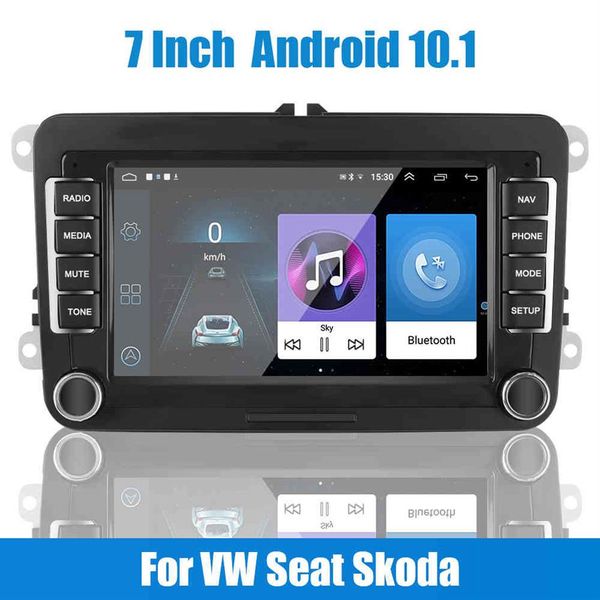 Radio de coche Android 10 1 reproductor Multimedia 1G 16G 7 pulgadas para VW Volkswagen Seat Skoda Golf Passat 2 Din Bluetooth WiFi GPS3161