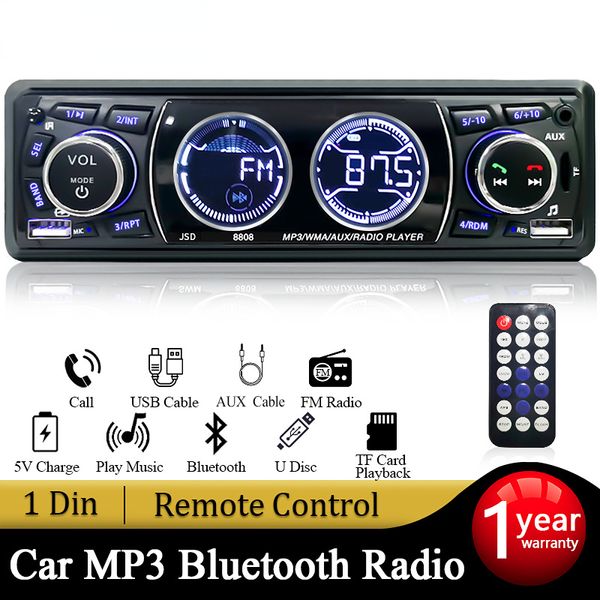 Autoradio Audio 1din Bluetooth stéréo lecteur MP3 récepteur FM 60Wx4 prise en charge téléphone charge AUX/USB/TF carte dans le Kit de tableau de bord