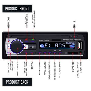 Autoradio Bluetooth FM stéréo USB SD AUX lecteur Audio électronique automatique caisson de basses intégré au tableau de bord 1 DIN Autoradio ISO Radio