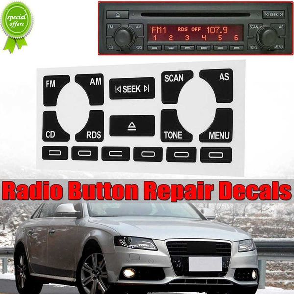 Calcomanía de reparación de botón de Peeling desgastado estéreo de Radio de coche, pegatina de botón de fijación Interior de coche para Audi A4 B6 B7/ A6/ A2 y A3 8L/P
