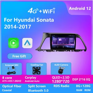 Auto-radiovideospeler voor Hyundai Sonata 2014-2017 met WiFi GPS Audio 4G BT Unieke UI Android 12 128G