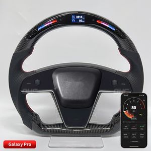 Auto Real Carbon Fiber Stuurwiel Geschikt voor Tesla Model S LED Display Automotive Accessoires