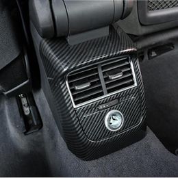 Décoration de cadre de sortie de climatisation arrière de voiture 2 pièces Type de Fiber de carbone pour Audi A3 8V 2014-18 ABS décalcomanies de couverture anti-coup de pied294m