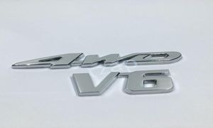 Insignia adhesiva emblema para puerta trasera de coche, emblema cromado 3D 4WD V6 para VW Hyundai4707562