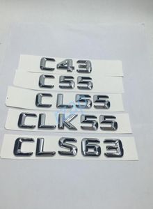 Caroute arrière Badge Badge Chrome Lettres Autocollant pour Mercedes Benz AMG C CLK CLS CLASSE C43 C55 CL55 CLK55 CLS638323390