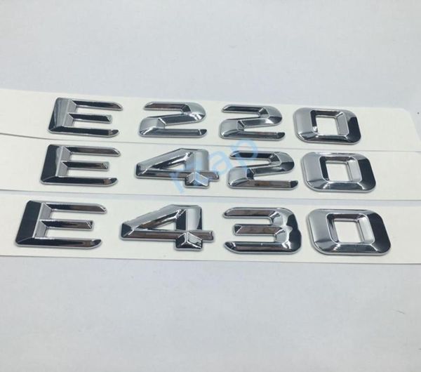 Insignia de emblema del tronco trasero del automóvil para Mercedes Benz W124 W211 Eclass E220 E420 E430 CHROME Letter LOGO Sticker7260352