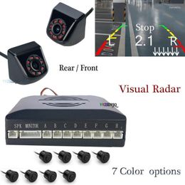 Cámaras de visión trasera del automóvil Cámaras Sensores de estacionamiento CPU doble Video inverso 8 Sensor Radar Parktronic con cámara de respaldo delantera / trasera Se puede conectar