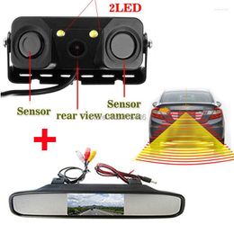 Auto-Rückfahrkameras, Kameras, Parksensoren, 2 LED-Nachtsicht-wasserdichte Kamera-Backup mit Sensor-Spiegel-Monitor-Unterstützung