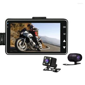 Caméras de recul de voiture Caméras Capteurs de stationnement 3 pouces 1080P HD Caméra de moto DVR Moteur Dash Cam avec enregistreur avant spécial à double piste