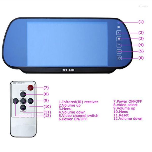 Cámaras de visión trasera para coche, cámaras, sensores de aparcamiento, Monitor de espejo retrovisor a Color TFT LCD de 7 