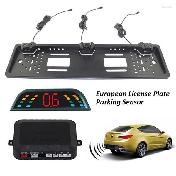 Cámaras de visión trasera de coche Cámaras Sensores de aparcamiento Kit de sensores Radar de marcha atrás automático Cámara para matrícula europea Parte delantera trasera con LCD digital
