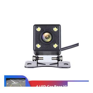 Caméras de recul de voiture Capteurs de stationnement Caméra Ip68 Étanche 4 Led Vision nocturne Grand angle Retour Assistance inversée Caméras de recul D Dhnhf