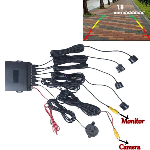 Cámaras de visión trasera para coche, sensores de aparcamiento, CPU de doble núcleo, sistema de vídeo, Sensor de marcha atrás, Radar, 4 pitidos de alarma, muestra la distancia en la pantalla