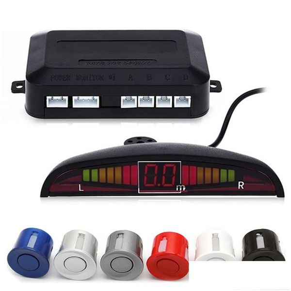 Cámaras de la vista trasera del automóvil Sensores de estacionamiento Hlest 1 Set Sensor LED 5 Colors Pantalla Parktronic 4 Sistema de monitor de radar de asistencia inversa DRO OT2TZ