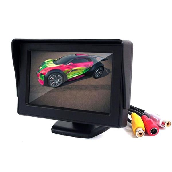 Caméras de recul de voiture Capteurs de stationnement Moniteur Voiture Moniteur automatique LED Caméra de vision nocturne CCD avec vidéo de 4,3 pouces pliable