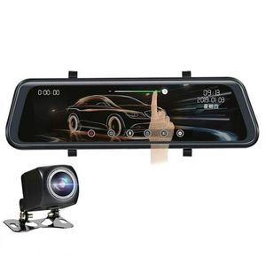 Caméras de recul de voiture Capteurs de stationnement Novel-10 pouces Stream Media DVR Double objectif HD 1080P 32G Miroir Enregistreur vidéo Dash Cam307i