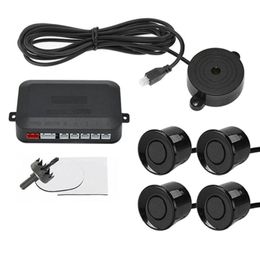 Cámaras de visión trasera de coche Sensores de estacionamiento Kit de sensor Zumbador 4 Radar de respaldo inverso Sistema de sonda indicadora de alerta de sonido 12V Marca ALLOYSEED