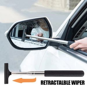 Rétroviseur de voiture essuie-glace télescopique auto miroir raclette brosses de nettoyage 98cm longue poignée outil de nettoyage de voiture miroir verre brouillard nettoyant