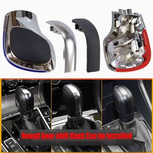 Auto Rood / Blauw Gear Shift Knop Hendel Stick Chrome / Matt Silver voor VW Golf 7 DSG Cover Embleem