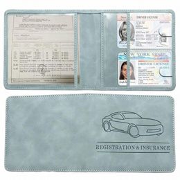 Registro de automóviles, licencia de conducir y titular de la tarjeta de seguro - Caja de guantes de cuero para vehículos Documentos de automóviles Organizador de trámites t4Ft #