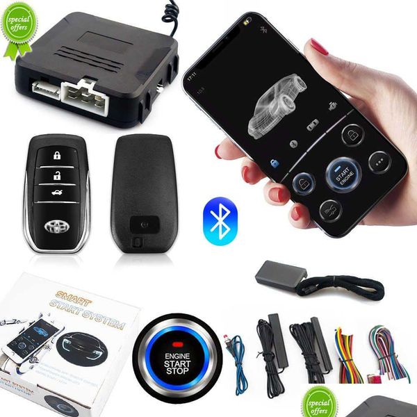 Kit d'arrêt de démarrage à distance de voiture Bluetooth Application de téléphone portable Contrôle du moteur Allumage Coffre ouvert Pke Alarme d'entrée sans clé Livraison directe Dhkpx