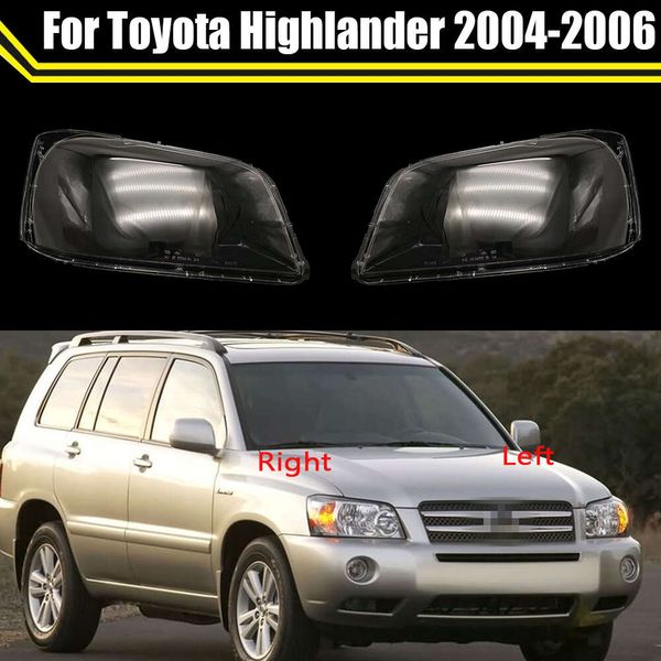 Cubierta de lámpara de cristal para lente de repuesto de coche, cubierta de faro transparente para Toyota Highlander 2004 2005 2006