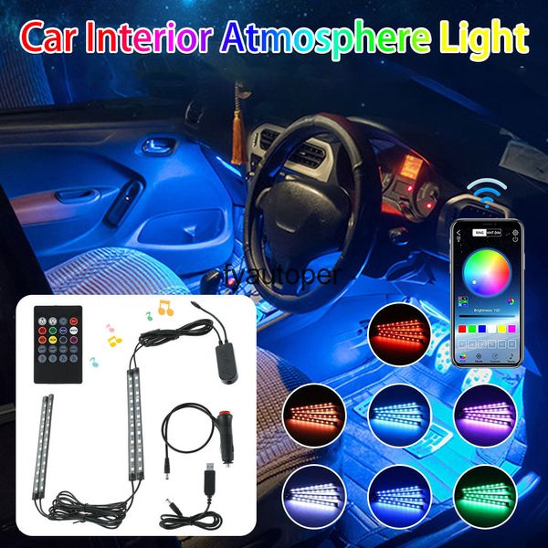 Voiture RGB LED pied atmosphère lampes bande lumières couleurs style décoratif intérieur ampoules avec APP télécommande sans fil