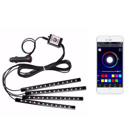 Auto RGB LED Strip Licht LEDS Strips Lichten kleuren Cary Styling Decoratieve auto's Atmosfeerlampen Interieurverlichting met afgelegen 12V Crestech