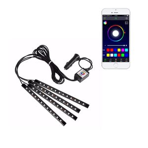 Car RGB LED Strip SMD 10W Automobiles Interiors Ambiance décorative de la lampe LED Télécommandes 12V Cars Interiors Lights crestech168