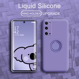 Capa de silicone macia para suporte de anel de carro para Samsung Galaxy S21 S20 FE S10 E S9 Plus Note 20 Ultra A32 A52 A72 5G suporte capa magnética