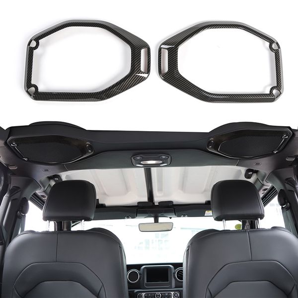 Anneau de haut-parleur de toit de voiture, couverture de décoration en fibre de carbone pour Jeep Wrangler JL 2018, sortie d'usine, accessoires internes automobiles de haute qualité