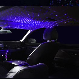 Car Roof Star Light Interior LED Iluminación interior Starry Laser Atmósfera Ambient Proyector USB Auto Decoración Noche Decoración para el hogar Galaxy Luces