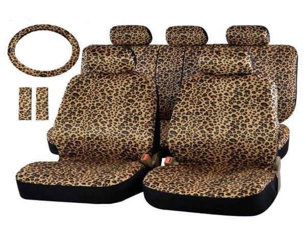 Couvre-sièges d'auto 12pcs Leopard Set Style Protector Universal Fit La plupart des voitures COUVERTURE AUTO INTÉRIEUR DRECOATIONCAR2554391