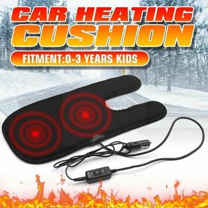 Housses de siège de voiture 12V couverture chauffante coussin électrique réglable dos enfants plus chaud hiver coussin chauffant protecteur tapis L0S9