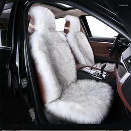 Housses de siège de voiture, 1 pièce, tapis en fausse peau de mouton, chaud, coussin en fourrure artificielle, peluche pelucheuse, longue laine, accessoires universels