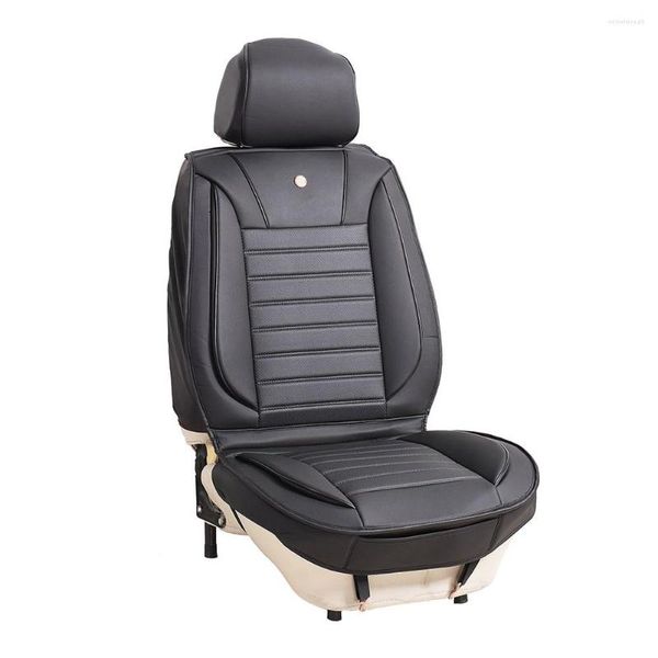 Fundas de asiento de coche 1x cubierta delantera de coche impermeable antisuciedad cuero PU diseño completamente rodeado asiento trasero Anti-kick Protector negro