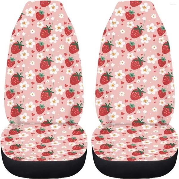 Housses de siège de voiture 2 pièces ensemble de fraises coeur rose marguerite coussin avant automatique accessoire de protection respirant